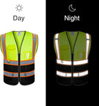 BeautyWill Custom Logo Safety Vest Class 2 High Visibility Reflective Vest for Men - Personalized Logo Team Vest