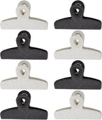 COOK WITH COLOR Bag Clips - Heavy Duty Chip Clip and Refrigerator Magnet Clips for Food Storage with Air Tight Seal Grip, Black and White, Pack of 8 Large Clips