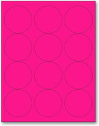 NextDayLabels - 8-1/2 x 11 Neon Color High Light Fluorescent Labels for Laser & Inkjet Printer (Pink Fluorescent, 2.5" Round - 12 Per Page | 300 Labels)