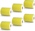 BETCKEY - 4" x 2.5" Shipping & Multipurpose Labels Compatible with Zebra & Rollo Label Printer,Premium Adhesive & Perforated[Yellow, 6 Rolls, 3720 Labels]