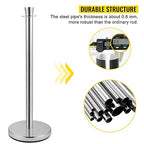 VEVOR Velvet Ropes and Posts 2 Pcs, 5 ft Black Velvet Rope, Stanchion Post, Crowd Control Barriers Silver Stanchions, Red Carpet Poles, Crowd Control Ropes and Poles for Party Supplies