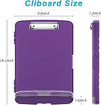 Rimilak Plastic Clipboard with Storage, 8.5 x 11 High Capacity Folio Nursing Case with Pen Holder, Size 14.2 x 9.6 x 1.2″ Folder Side-Opening for Classroom, Teacher, Smooth Writing, Deep Purple