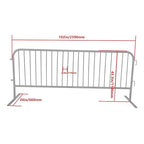 2 Pack 8.5 Ft Steel Crowd Control Heavy Duty Interlocking Steel Safety Barriers Barricade Fence Frame Guard for Events Road Traffic Control, Galvanized Silver