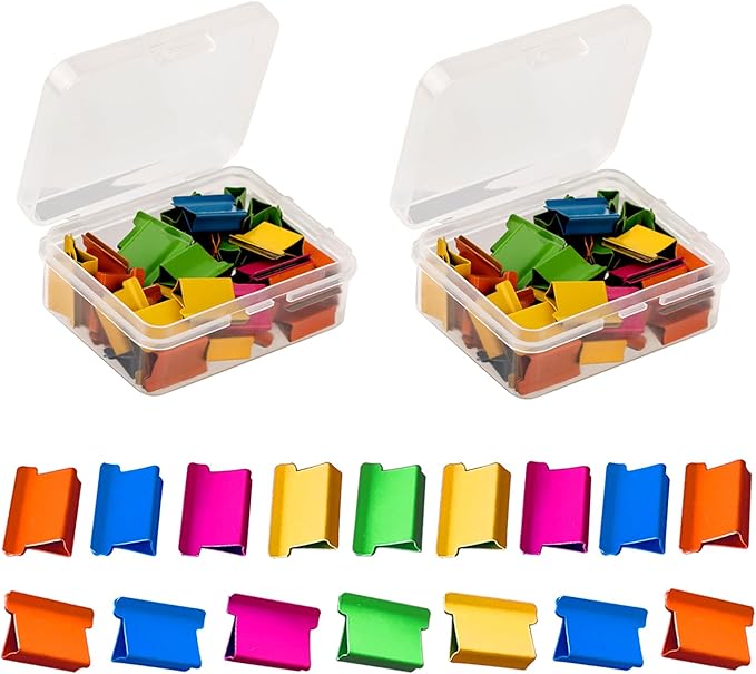 100PCS Colorful Binder Clips, Work with Clam Clip Dispensers,40 Sheet Capacity for Home Food Packaging, Fixing Loose Leaf Pape School Desk Office