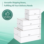 Eupako 30 Pack Small Shipping Boxes Assorted Sizes, White Corrugated Box Mailers, Cardboard Boxes for Packaging Small Business, Mailing, 6x4x4 & 9x6x4 & 10x7x5 10 PCS Each Small Boxes
