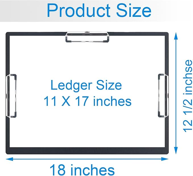 Acocony 11x17 Clipboard Three Clip Super Tough Extra Large Clipboard PP Plastic Not Fragile 11 x 17 Clipping Board Black Pack of 2