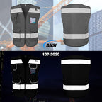 TCCFCCT Reflective Safety Vest 9 Pockets High Visibility Vest for Men Women, Hi Vis Reflective Work Vest for Safety, Meets ANSI/ISEA Standards, (Grey, XX-Large)