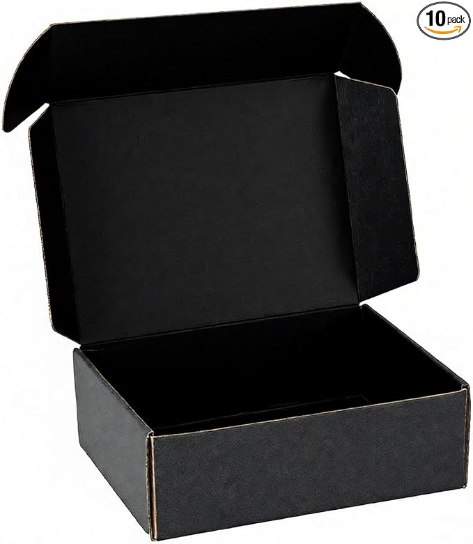 10 Pack 12"x9"x4" inch Shipping Boxes Black Corrugated Cardboard Box for Small Business, Mailer, Shipping, and Packing