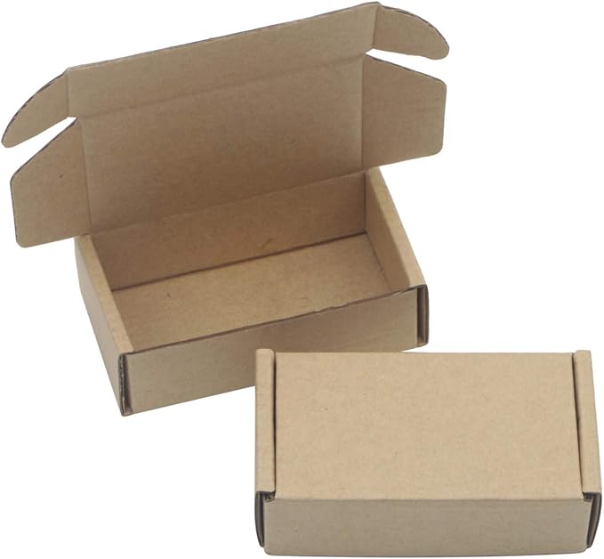 Ellbest 50 Pack Kraft Paper Boxes, Foldable Rectangular Paper Box Packing Box for shipping, Storaging Small items, Brown, 3.62 x 1.98 x 1.02 inches
