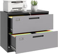 Lateral File Cabinet, Metal Filing Cabinet with Lock, 2 Drawer File Cabinets for Home Office, Office Cabinet for Hanging Files Letter/Legal/F4/A4, Assembly Required, Black Grey