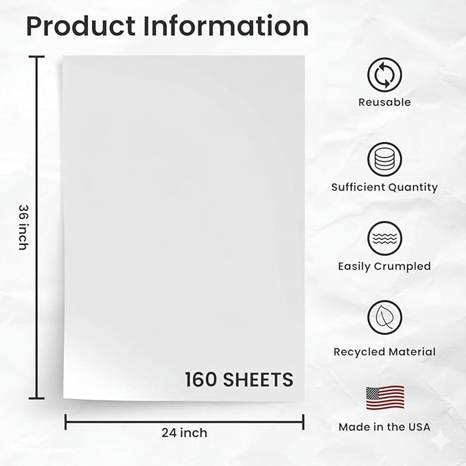 Bryco Goods 24" x 36" Newsprint Packing Paper Sheets for Moving | 160 Sheets | 10lb | Made in USA | Newspaper Paper | Must Have in Your Shipping Supplies