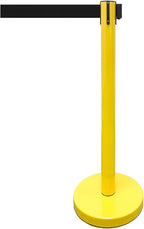 Retractable Stanchion, 6 SPECIALTY Posts + Signframe, 36" Ht, 78" Special Event & Holiday Theme Belt + Bonus Replacement Cassettes + Wall Receiver (YEL Post/Black Belt)