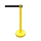 VIP Crowd Control Retractable Belt Stanchion Queue Safety Barrier Set, 36" Ht, 78" Belt (2 YEL Posts Black Belt)
