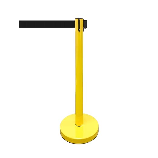 VIP Crowd Control Retractable Belt Stanchion Queue Safety Barrier Set, 36" Ht, 78" Belt (2 YEL Posts Black Belt)