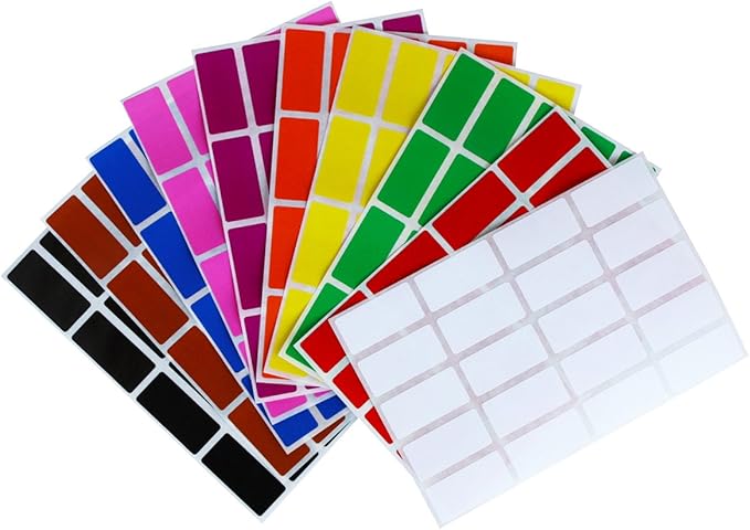 Royal Green Identification Labels Rectangle Stickers 1.57inch x 0.75 inch Durable self Adhesive (40mm x 19) in 10 Assorted Colors - 200 Pack