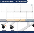 Large Dry-Erase Rolling Magnetic Whiteboard - 48 x 32 Inches Dry Erase Board with Stand Height Adjust Double Sides Mobile White Board Easel on Wheels with 25 Sheets Paper Pad Office, Home & Classroom