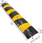 6 Feet Rubber Speed Bumps 1 Pack 2 Channel 27000Lbs Load Capacity 72" Traffic Speed Humps with 4 Bolt Spike for Asphalt Concrete Gravel Driveway