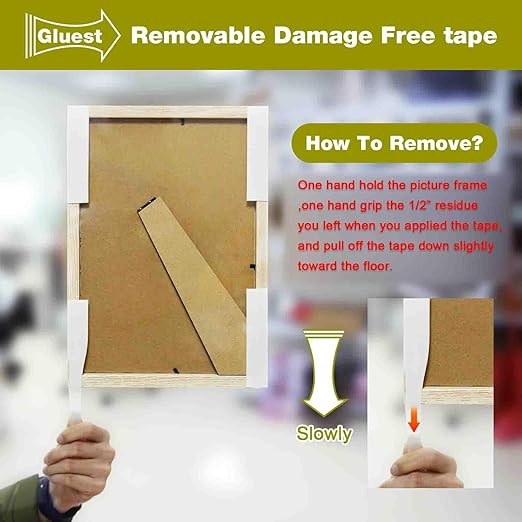 Removable Double Sided Tape for Walls,1IN x 20FT Heavy Duty Mounting Tape, No Damage Wall Tape Damage Free Adhesive Strips Picture Hanging Strips Poster Strips Decor Home Office School Dorm