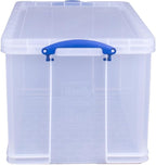 Really Useful Box 84 Liters Storage Container with Snap Lid and Clip Lock Handle for Lidded Home and Item Storage Bins, 6 Pack, Clear