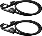 ZHOUBIN 24 Inch Black Bungee Cords with Hooks Heavy Duty, 2 Pcs