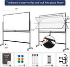 Large Dry-Erase Rolling Magnetic Whiteboard - 70 x 36 Inches White Board Height Adjust Double Sides Mobile Portable Easel on Wheels, Dry Erase Board with Stand for Office, Home & Classroom