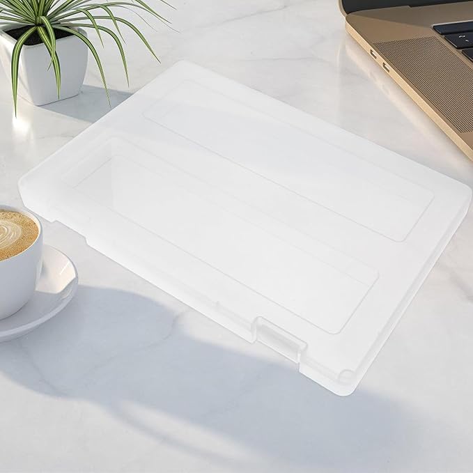 4pcs File Storage Box Clear Wear-resistant Plastic Document Organizer for Office Home Travel Portable Multipurpose File Box Case for Paper Receipts Magazine Protection
