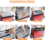 Red Insulated Bags For Food Delivery XL - 18.1" x 13.8" x 13.8", Commercial Insulated Food Delivery Bag w/ Divider, Waterproof & Foldable Catering Bag Food Deliveries, Delivery Pizza Bags 12 Inches