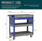 3 Tier Rolling Tool Cart on Wheels with Locking Drawer - Metal Service Cart Industrial Utility Cart for Mechanic - 350 LBS Mobile Storage Organizer for Garage. (Gray-Blue)
