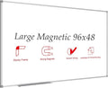 JILoffice Large Magnetic White Board, Dry Erase Board 96 x 48 Inch, Silver Aluminum Frame Wall Mounted Board for Office Home and School