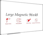 JILoffice Large Magnetic White Board, Dry Erase Board 96 x 48 Inch, Silver Aluminum Frame Wall Mounted Board for Office Home and School