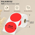 3 X 3 Inch Round Thermal Labels Circle Color Coding Labels Printable Waterproof 500PCS Round Stickers Adhesive Writable for Home, Garage, DIY Sticker, Barcodes,4 Rolls of Fluorescent Red