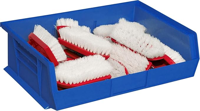 Akro-Mils 30255 AkroBins Plastic Storage Bins, Space-Saving Stackable Bins for Garage, Pantry, Craft Organization, 11-" x 16-" x 5-", Blue, 6-Pack