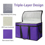 Bodaon 5-Pack Cooler Insulated Food Delivery Bag, Rideshare Delivery Bag, XXX-Large Thermal Bags for Catering/Hot Pizza, Travel/Camping/Picnic/Grocery Reusable Warmer Frozen, Purple-Black Edge