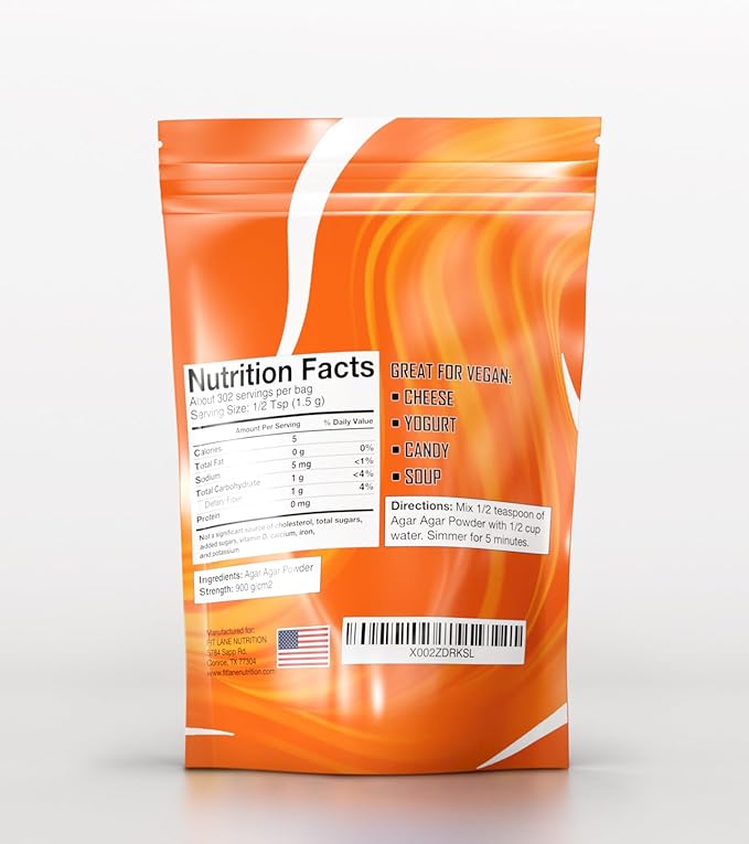 Agar Agar Powder 16 oz - Vegan (Vegetarian) Gelatin - Non GMO, Gluten Free and Nutrient Rich - Substitute for Beef Mix - Unflavored.