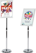 Pedestal Poster Stand, Adjustable Aluminum 11 x 17 Floor Standing Holder for Vertical and Horizontal View Sign Display, Silver