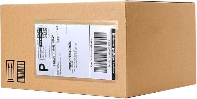 SJPACK 6" x 9" Packing List Envelopes, Shipping Label Sleeves, 100 Packs Clear Self Adhesive Shipping Labels Pouches