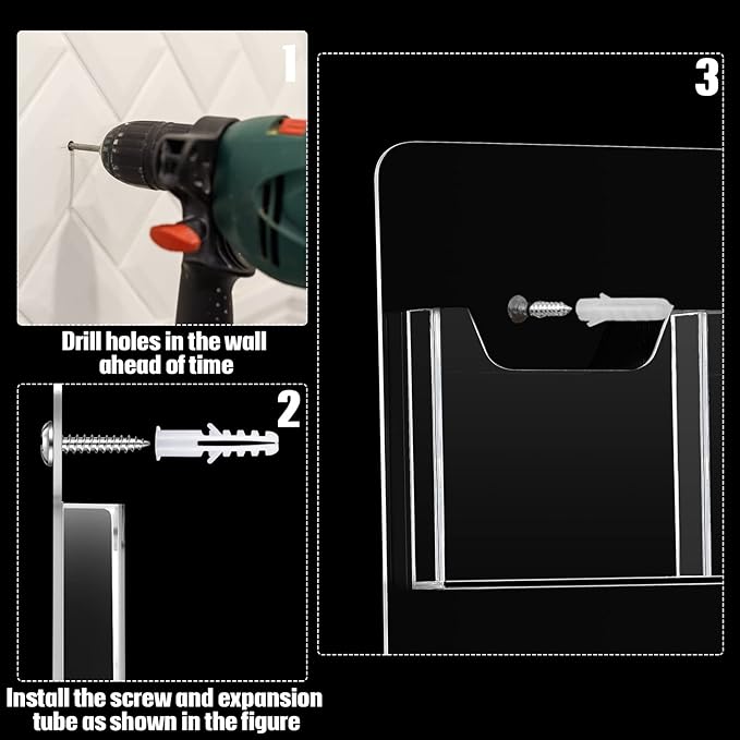 Eersida 10 Pockets Acrylic Brochure Pamphlet Holder Brochure Display Stand Business Tri Fold Multi Slot Holder Rack Wall Mount Clear Pocket Space Saver for Flyer Literature Menu Advertise