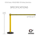 Crowd Control Warehouse CCW Series RBB-150 - Set of 2 Stanchion Retractable Belt Barriers - 16 Foot, Red"Caution - DO NOT Enter" White Letters Belt with Red Post - Easy Assembly