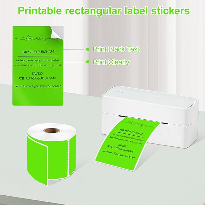 3 X 5 Inch Rectangle Sticker Moving Labels for Boxes, 300PCS Waterproof Removable Labels Stickers to Write on for Bar-Codes, Address, Small Business Labeling, Inventory, Light Green