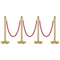 4 PCS Stanchions and Velvet Ropes, Gold Posts 5 Feet Crowd Control Barriers, Stainless Steel Poles for Red Carpet Themed Party Decoration (Golden)