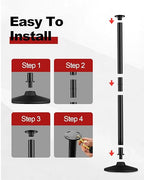 RoadHero Plastic Stanchion Post, Black Velvet Ropes and Poles with Weighted Base, Ropes Safety Barriers for Crowd Control, Party and Movie Theater, 2 PCS