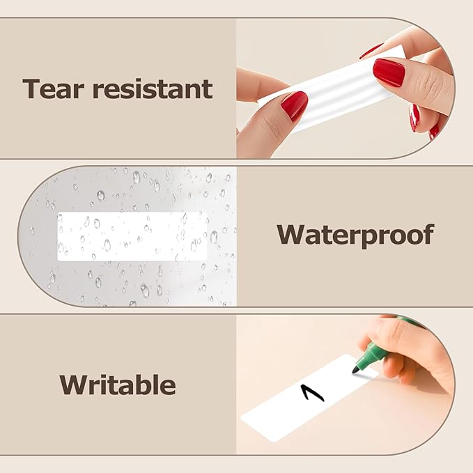 3 × 1 Inches White Rectangle Color Coding Labels 1000 PCS, Self-Adhesive Writable Waterproof Vinyl Blank Sticker Roll for Office Home School Business