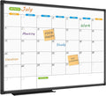 JILoffice Magnetic Dry Erase Calendar Whiteboard, 1 Month White Board Calendar Planner 24 X 18 Inch, Black Aluminum Frame Wall Mounted Board for Office Home and School