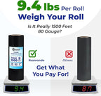 Rosmonde Bulk Plastic Wrap For Moving, 200 Rolls, 80 Gauge Thick Black Industrial Shrink Wrap Roll, True 18" x 1500 ft Stretch Wrap, 3" Core, Black Stretch Film Roll for Warehouses, Moving & Packaging