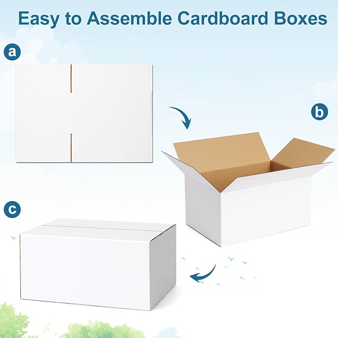 Famagic 10 Pack 8x6x4 Inch Small Shipping Boxes White Corrugated Cardboard Boxes Mailer for Small Business, Mailing Boxes for Packaging Bulk