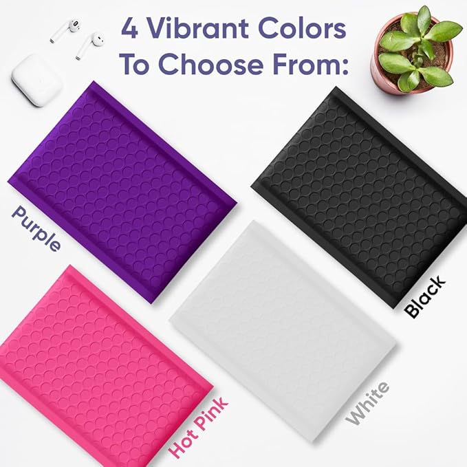 Purple Small Bubble Mailers 4x8 Inch #000 | Thick Padded Poly Mailer Envelopes | Mailing Trading card sports Card Bubble Envelopes | Water & Tear Resistant | 500 Pack Bulk