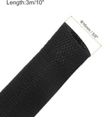 MECCANIXITY Braided Cable Sleeves Heat Shrinkable Fabric Sleeving, 5/8" 10ft Black 2:1 Ratio Heat Shrinkable Cord Protector for Harness Cable, Network Cable Protection, Cable Management