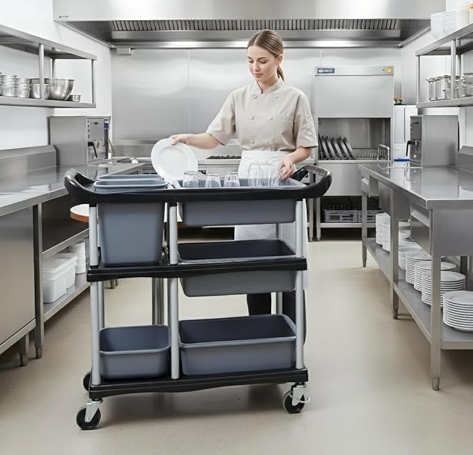 ZQZ-Store Storage Cart 3 Tier Heavy Duty Commercial Grade Utility Cart,Carts with Wheels,Multi-Function Mobile Shelving Unit Organizer for Hotel,Restaurant,Kitchen, Bedroom,Laundry Room