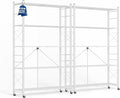 ALANNG 40" W Foldable 5-Tier Storage Shelves with Wheels, Adjustable & Removable Metal Rack, Heavy Duty Rolling Organizer for Kitchen, Garage, Closet, Pantry, and Office (White,2 Pack)