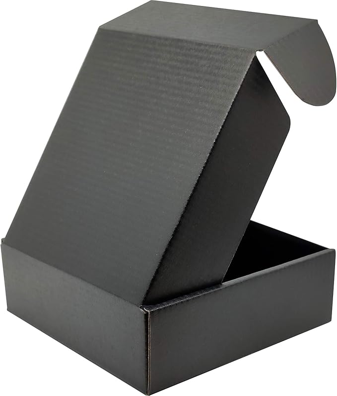 Small Black Shipping Boxes for Small Business Pack of 25-8x8x4 inches Cardboard Corrugated Mailer Boxes for Shipping Packaging Craft Gifts Giving Products